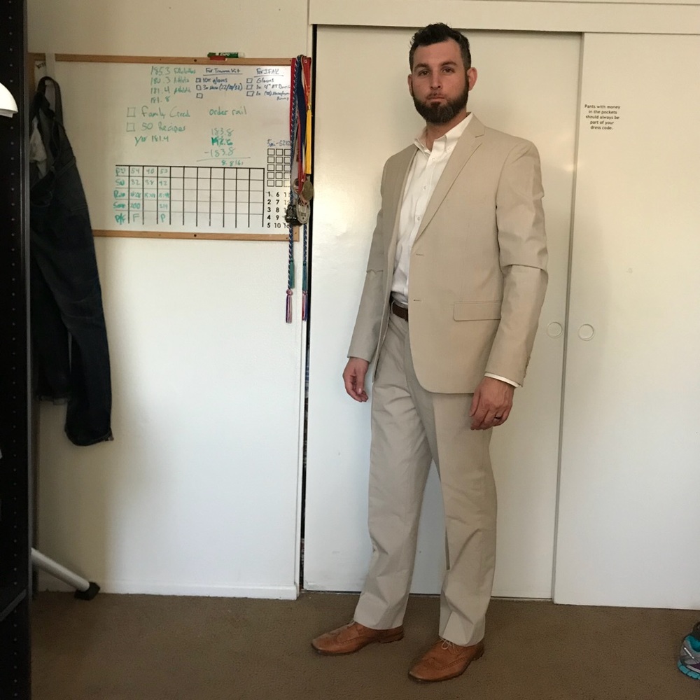 Polo Ralph Lauren tan pinstripe suit